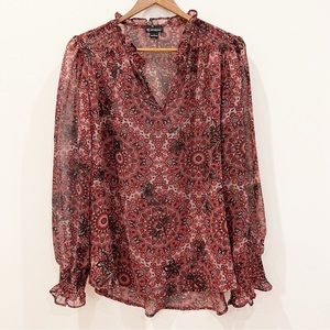 Women's Geometric Print Blouse - Red